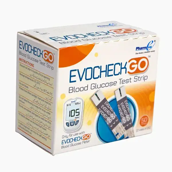 EvoCheck Go Blood Glucose Test Strips (Box = 50 Test Strips)