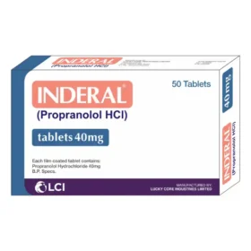 Inderal Tablets 40mg (1 Box = 2 Strips) (1 Strip = 25 Tablets)