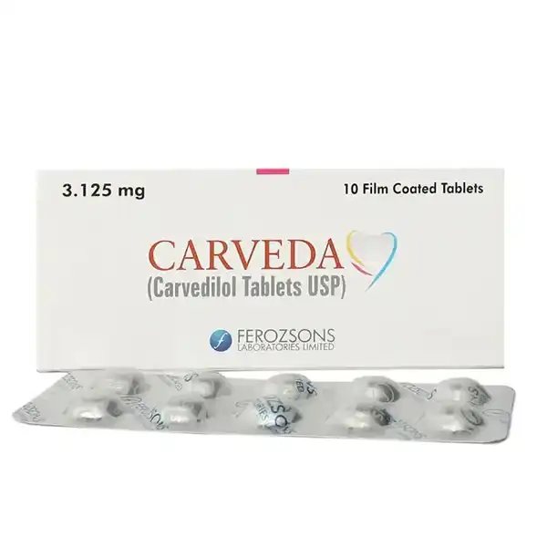 Carveda Tablets 3.125mg (1 Box = 1 Strip)(1 Strip = 10 Tablets)