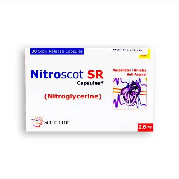 Nitroscot Capsules 2.6mg (1 Box = 3 Strips) (1 Strip = 10 Capsules)