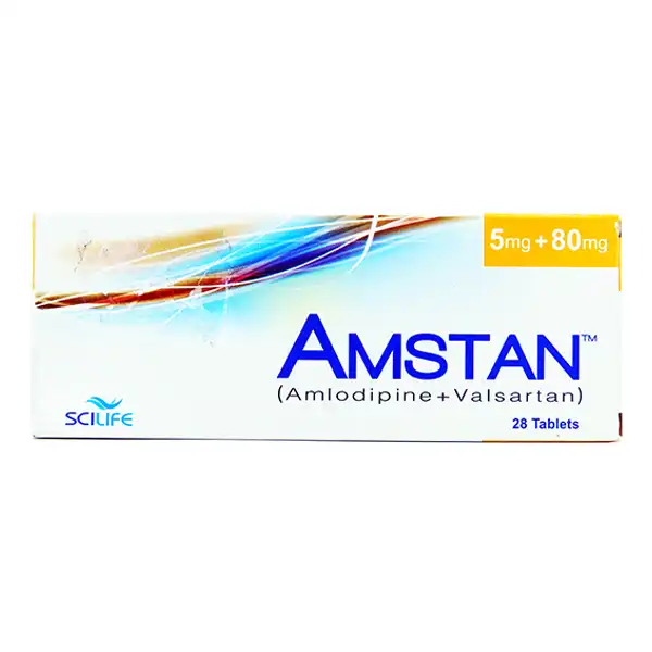 Amstan Tablets 5mg+80mg (1 Box = 2 Strips) (1 Strip = 14 Tablets)